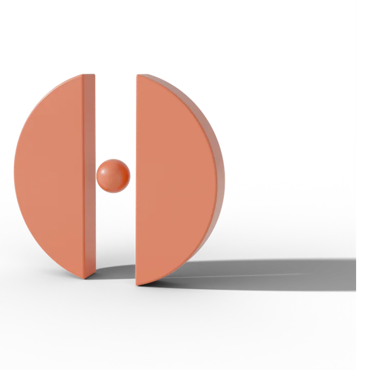 Two terracotta halves joined, the ball between them