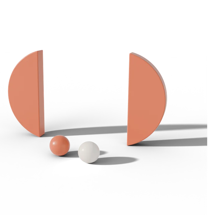 The halves apart again, the ball rolled back to its side